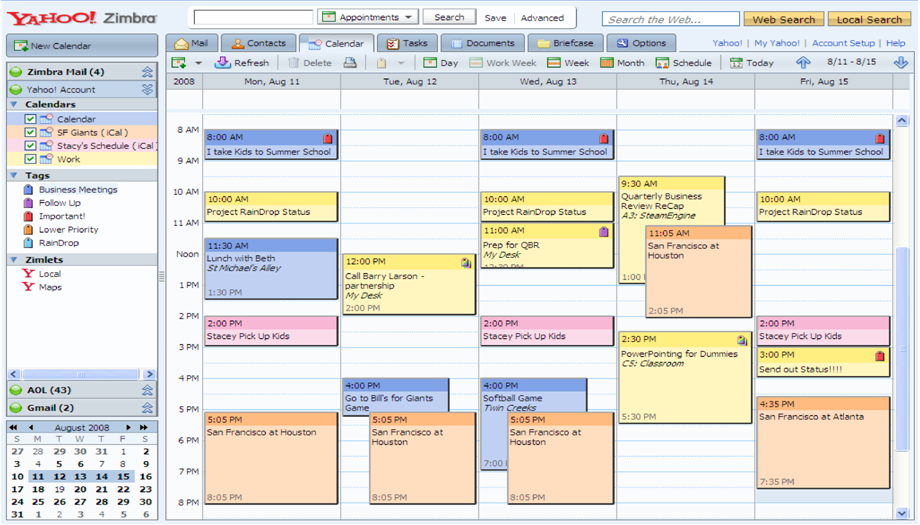 Quản lý Calendar, Schedule, Task, Contact bằng Zimbra Desktop